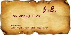 Jablonsky Elek névjegykártya