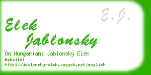 elek jablonsky business card